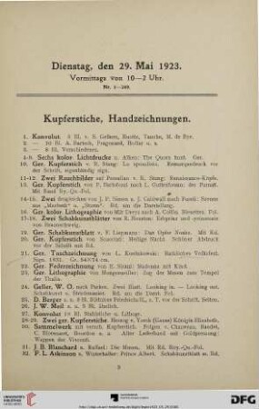 Kupferstiche, Handzeichnungen (Nr. 1-249)