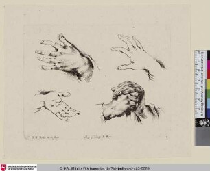 [Vier Handstudien; Deux mains jointes ... et trois autres mains séparées; Studies of hands]