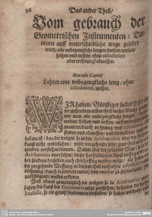 Das ander Theil/ Vom gebrauch der Geometrischen Instrumenten.