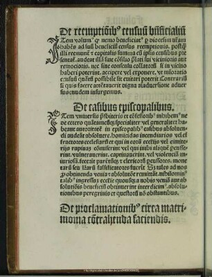 De casibus episcopalibus. folio