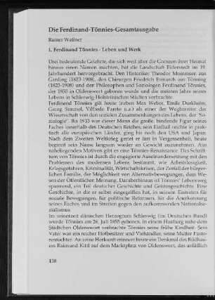 Die Ferdinand-Tönnies-Gesamtausgabe