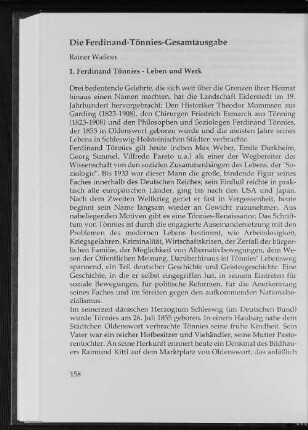 Die Ferdinand-Tönnies-Gesamtausgabe