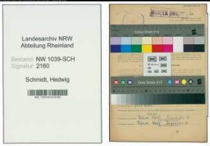Entnazifizierung Hedwig Schmidt , geb. 02.03.1921 (Postangestellte)