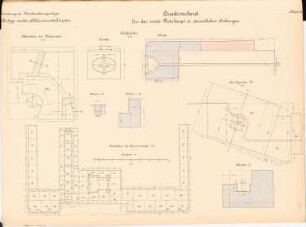 Mainkanalisierung. Floßhafen, Kostheim: 2. Schleusenunterhaupt, Quaderverband: Details 1:50, 1:10