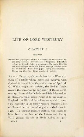 The life of Richard Lord Westbury, formerly Lord High Chancellor with selections from his correspondence, 1