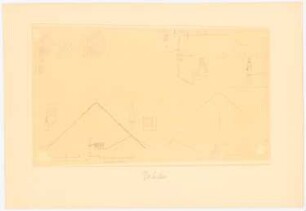 Knickpyramide und Rote Pyramide, Dahschur: Schnitt und Detail der Gemächer, Gangsystem der Knickpyramide, Schnitt und Konstruktion des Eingangs der Roten Pyramide