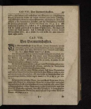 Cap. VIII. Von Vormundschafften.