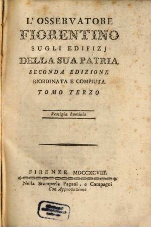 L' Osservatore Fiorentino Sugli Edifizj Della Sua Patria, 3