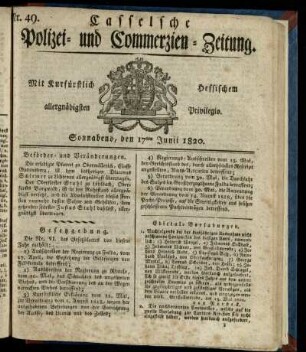 Nr. 49, Sonnabend, den 17ten Junii 1820