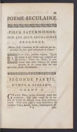 Poeme Seculaire.