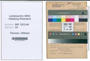 Entnazifizierung Wilhelm Tiemann , geb. 02.11.1899 (Meister)