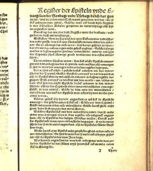 Register der Episteln vnde Euangelion der Sondage vnde Vyrdage dorch dat gantze iar [...]