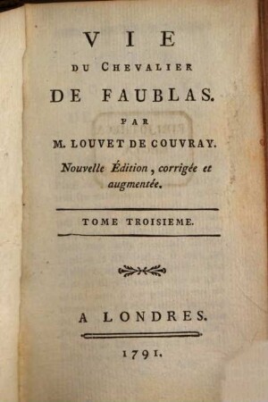 Vie Du Chevalier De Faublas, 3