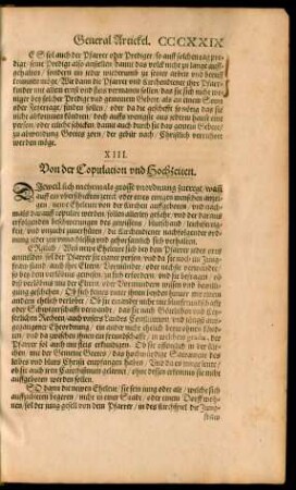 XIII. Von der Copulation und Hochzeiten.
