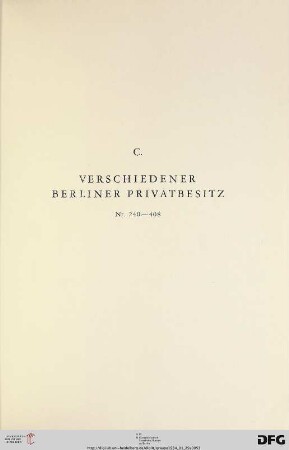 C. Verschiedener Berliner Privatbesitz (Nr. 240-408)