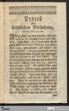 Proceß Der Göttlichen Versuchung, [...]