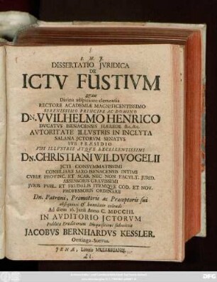 Dissertatio Jvridica De Ictv Fustivm