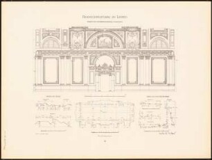 Reichsgericht, Leipzig: Tafel 82: Festsaal der Präsidentenwohnung (Grundriss, Längswand und Details) (aus: Der Reichsgerichtsbau zu Leipzig, Berlin 1898)