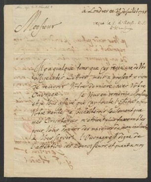 Brief an Johann Mattheson : 18.07.1735-29.07.1735