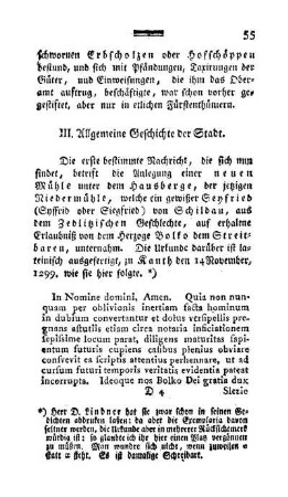 III. Allgemeine Geschichte der Stadt.