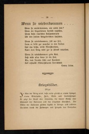 38, Wenn sie wiederkommen. Gedicht.
