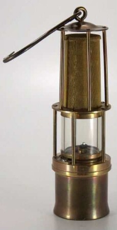 Grubenlampe (Benzinsicherheitslampe, originalgetreue, funktionsfähige Replik)