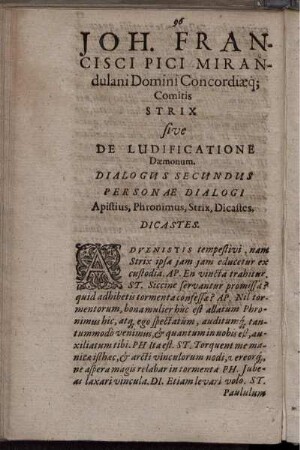 De Ludificatione Dæmonum. Dialogus secundus