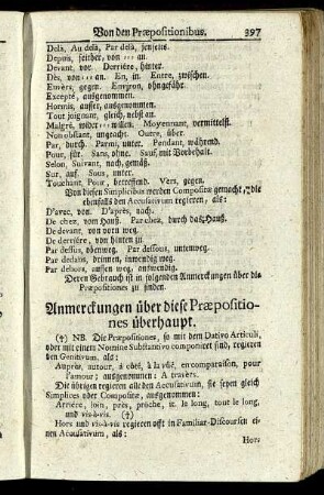 Anmerckungen über diese Praepositiones überhaupt.