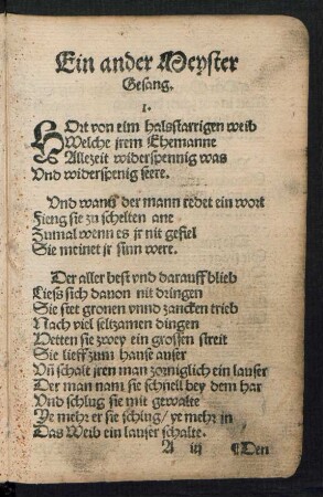 Ein ander Meyster || Gesang. ||
