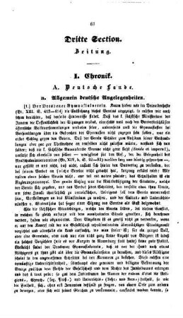 Chronik : dritte Section