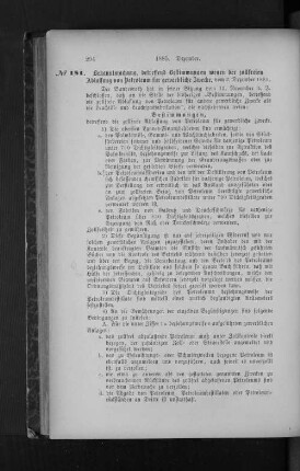 No. 181. Bekanntmachung, betreffend Bestimmungen wegen der zollfreien Ablassung von Petroleum für gewerbliche Zwecke, vom 2. Dezember 1885.