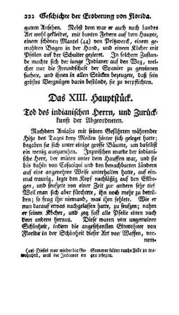 Das XIII. Hauptstück - Tod des indianischen Herrn, und Zurückkunft der Abgeordneten.