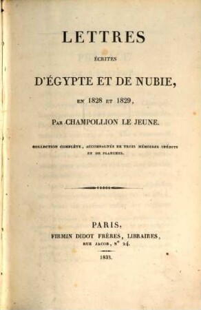 Lettres écrites d'Egypte et de Nubie en 1828 et 29