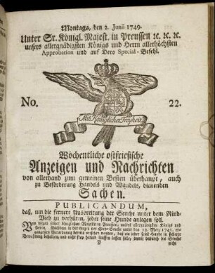 No. 22. Montags, den 2. Junii 1749.