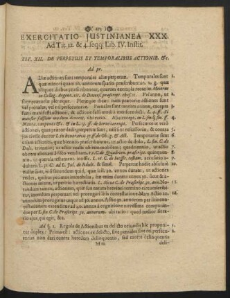Exercitatio Iustinianea XXX. Ad Tit. 12. & 4. seqq. Lib. IV. Instit.