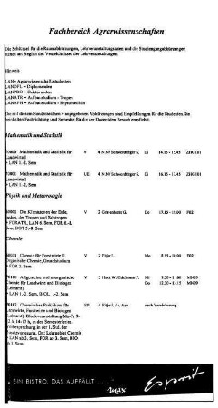 Fachbereich Agrarwissenschaften