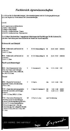 Fachbereich Agrarwissenschaften