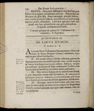 Disputatio XI. De Coena Domini.