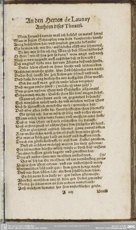 An den Herren de Launay Authorn dises Theatri