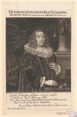Heinrich (II.) Grundherr, Ratsherr; geb. 15. November 1628; gest. 13. März 1677