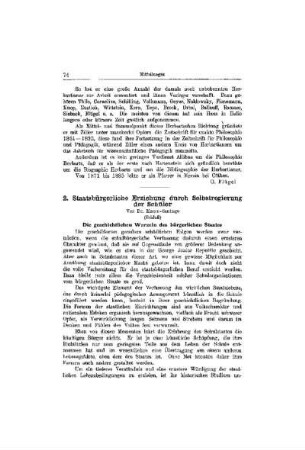 Staatsbürgerliche Erziehung durch Selbstregierung der Schüler : (Schluß)