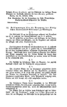 Bestimmungen über die Benutzung der Königlichen Universitäts-Bibliothek zu Göttingen : [II. Universitäten, Akademien, etc.]