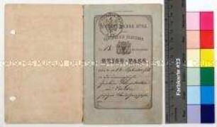 Preußischer Reisepass für Christiane Stürzenbecher nach Warschau im Königreich Polen