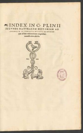 Index In C. Plinii Secundi Naturalem Historiam ...