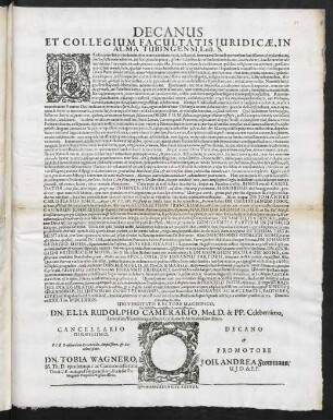Decanus Et Collegium Facultatis Juridicae, In Alma Tubingensi, Lect. S.