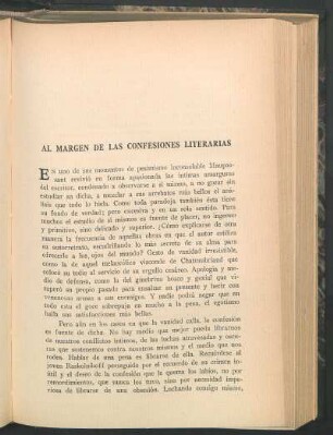 Al margen de las confesiones literarias