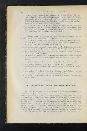 VI. Die Bibliothek, Modell- und Karten-Sammlung.