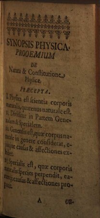 Defensio synopseos physicae, quo ad partem generalem
