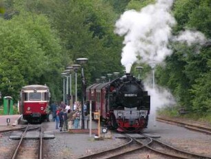 Selketal im Harz mit Schmalspurbahn : Dampflok im Bahnhof. Aufgenommen im Selketal im Harz 2004