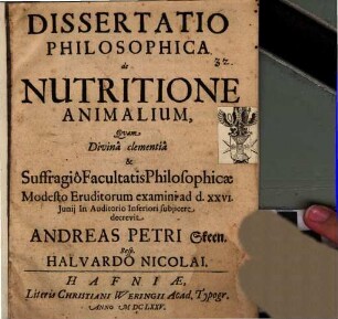 Diss. philos. de nutritione animalium